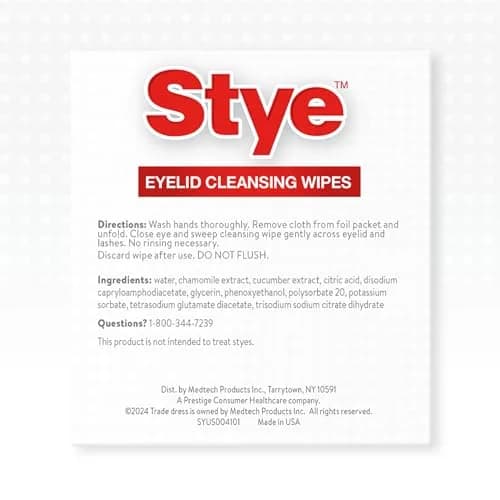 Stye Cleansing Wipes – Individually Wrapped Face Wipes Gently Remove Oil, Dirt & Contaminants, 12 Count (Pack of 2) | Ophthalmologist-Tested thumbnail 7
