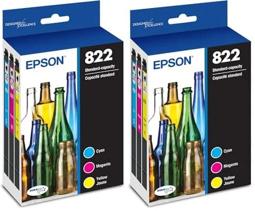 Epson 822 DURABrite Ultra Ink Standard Capacity Color Cartridge Combo Pack (2-Pack) | Pigment Ink for Sharp Text & Brilliant Colors thumbnail 1