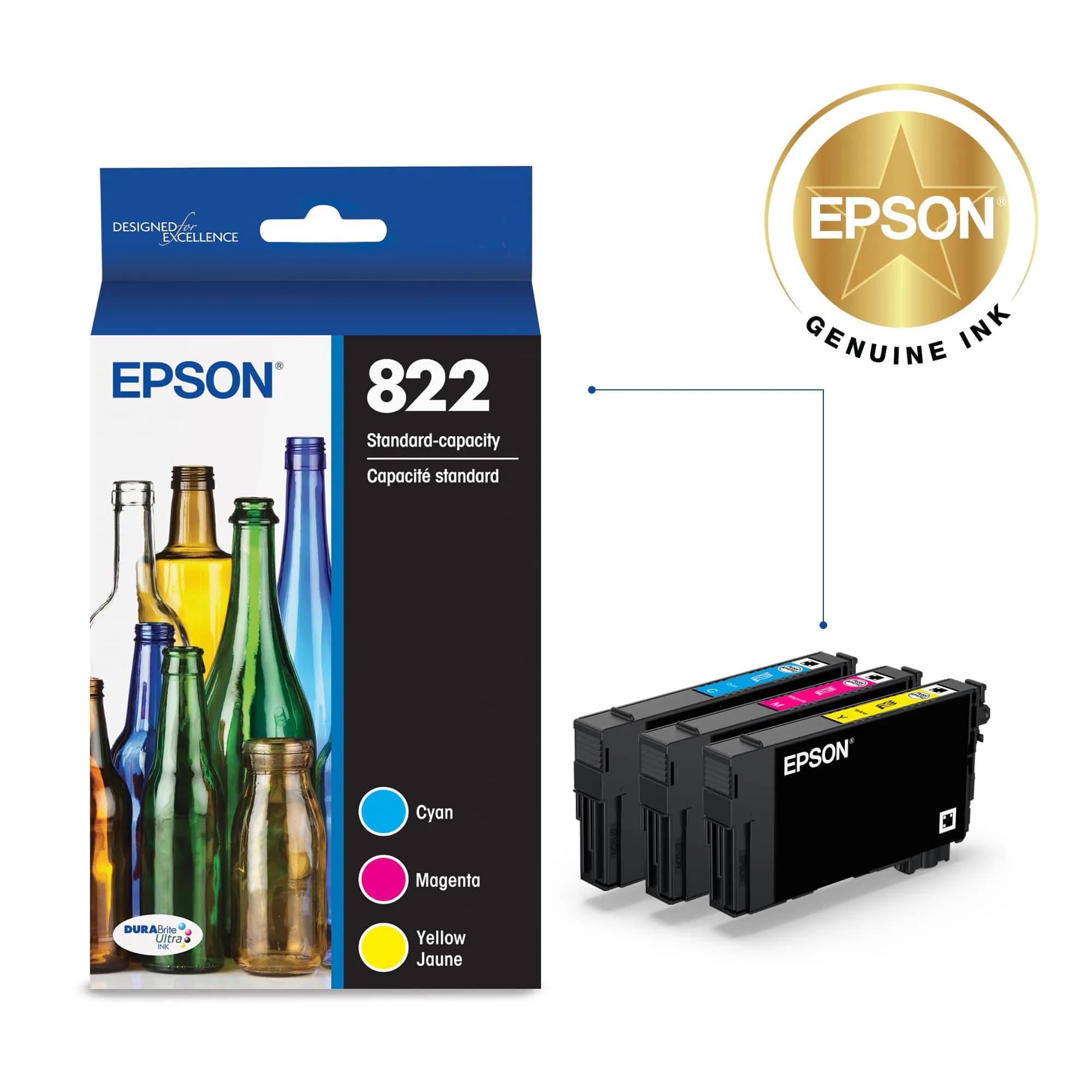 Epson 822 DURABrite Ultra Ink Standard Capacity Color Cartridge Combo Pack (2-Pack) | Pigment Ink for Sharp Text & Brilliant Colors - view 2