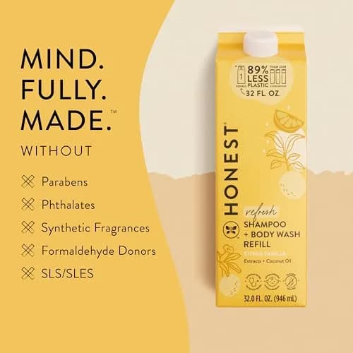 The Honest Company 2-in-1 Shampoo Body Wash Refill Carton Citrus Vanilla Refresh 1.89 L (64 Fl Oz) | Gentle, Tear-Free, Hypoallergenic Formula thumbnail 5