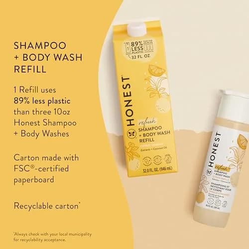 The Honest Company 2-in-1 Shampoo Body Wash Refill Carton Citrus Vanilla Refresh 1.89 L (64 Fl Oz) | Gentle, Tear-Free, Hypoallergenic Formula thumbnail 3