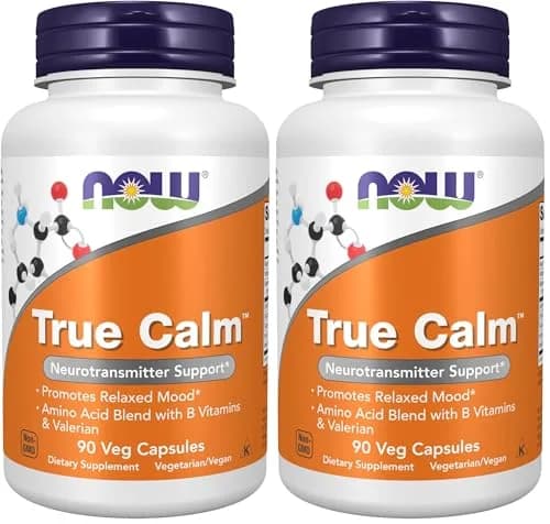 NOW Foods True Calm 90 Veg Capsules (Pack of 2) | Supports Calming Neurotransmitters thumbnail 1