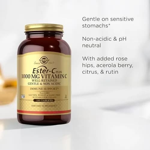 Solgar Ester-C Plus 1000 mg Vitamin C (Ascorbate Complex) 180 Tablets | Gentle & Non Acidic, Supports Immune & Respiratory Health thumbnail 5