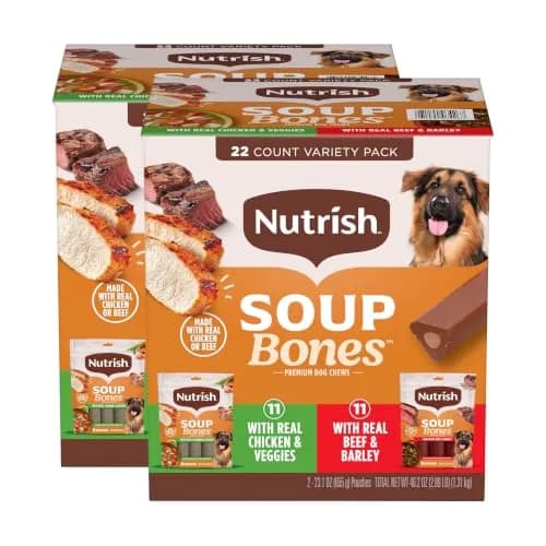 Nutrish Rachael Ray Soup Bones Long Lasting Dog Chews Variety Pack, 22 Count (Pack of 2) | Tasty, Long-Lasting Dog Chews with Real Meat thumbnail 1
