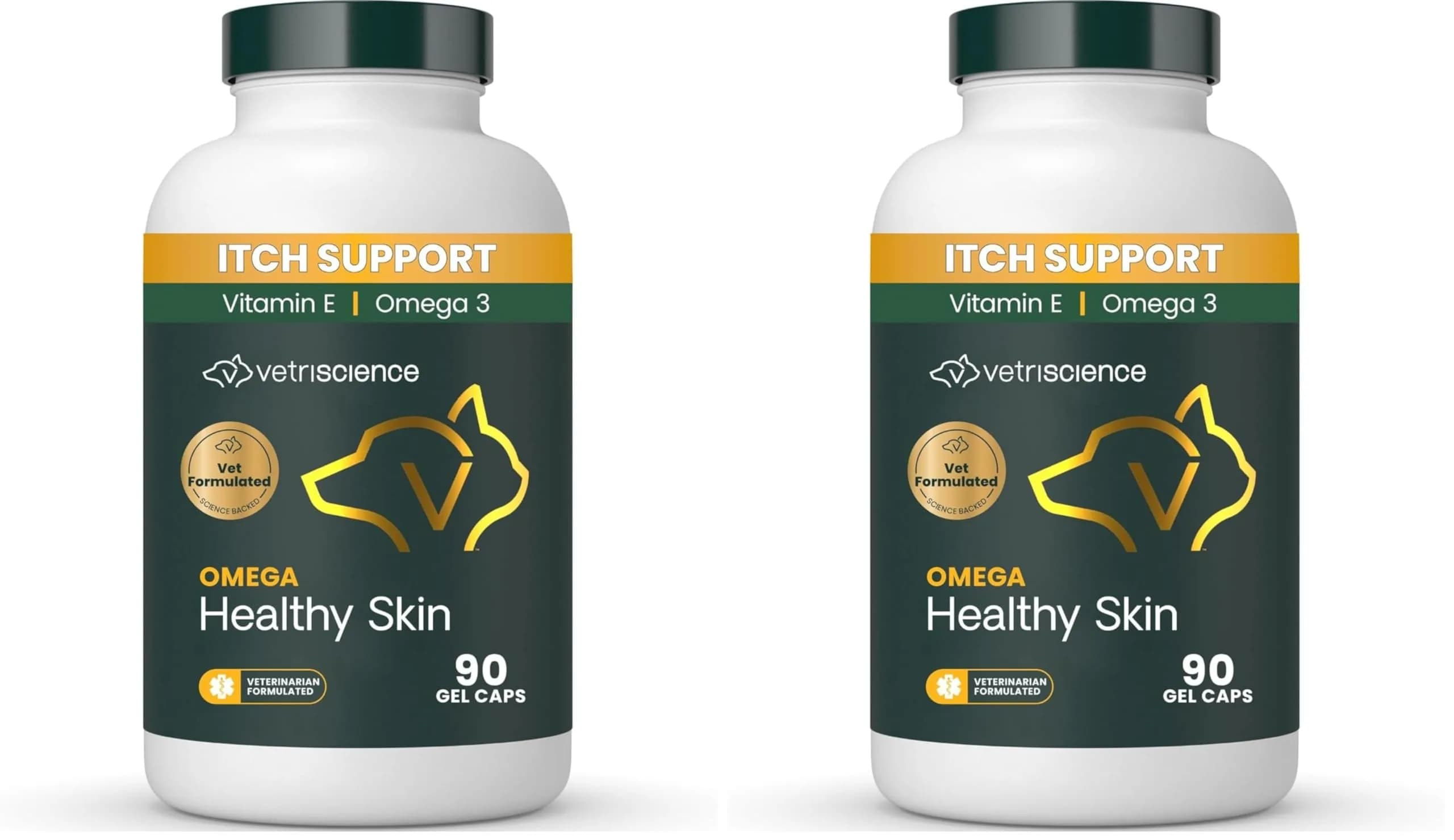 VetriScience Omega Healthy Skin Capsules 180 Count (90 Chews x 2) | Fish Oil Supplement for Dogs & Cats with 750mg Omega Fatty Acids — Dog & Cat