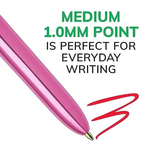 BIC 4 Color Shine Retractable Ballpoint Pen | 1.0 mm Point, Assorted Ink, Pack of 6 thumbnail 3