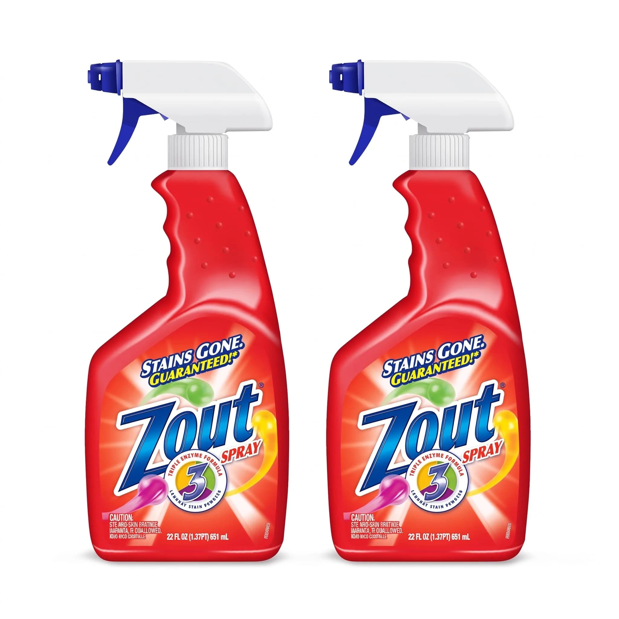 Zout Laundry Stain Remover Spray 22 Fl Oz (Pack of 4) | Triple Enzyme Formula for Toughest Stains
