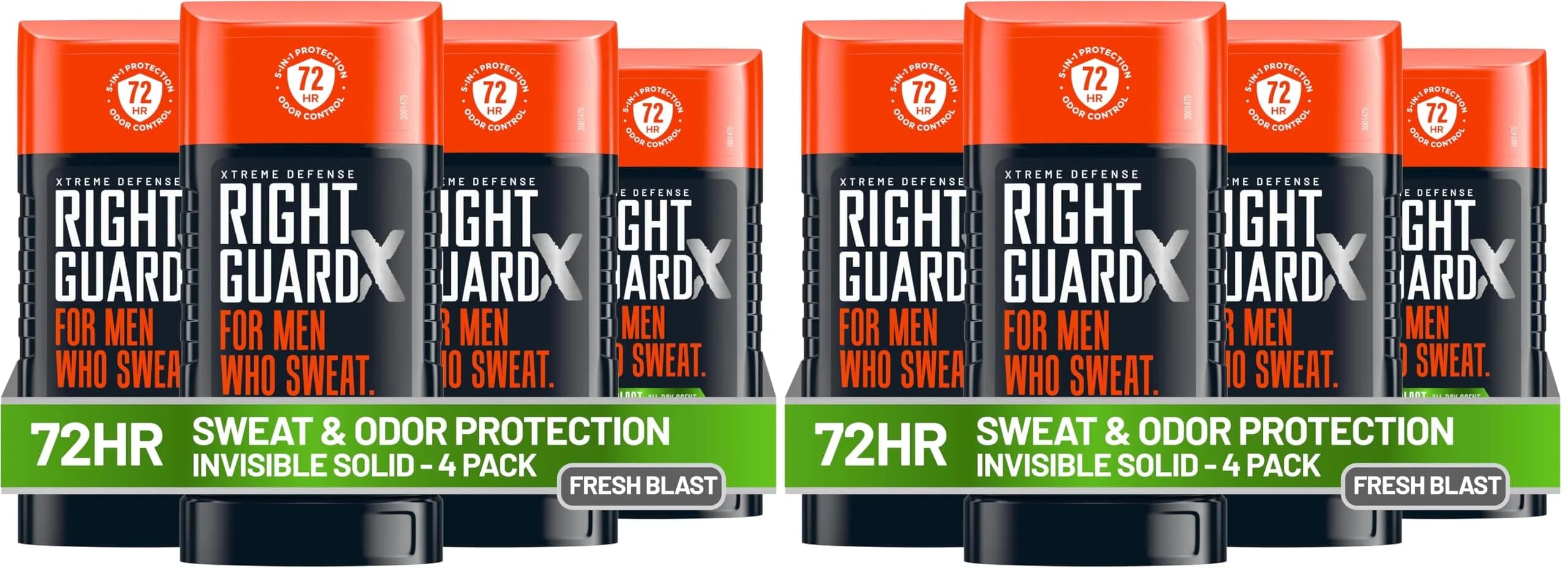 Right Guard Xtreme Defense Invisible Solid Antiperspirant Deodorant Fresh Blast 2.6 oz (Pack of 8) | 72-Hour Odor Control - main product image
