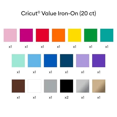 Cricut Value Iron-On Rainbow Sampler Heat Transfer Vinyl 12 in x 12 in (40 Sheets) | Outlasts 25 Washes thumbnail 3