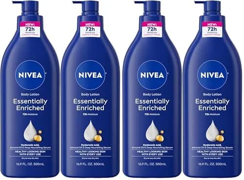 NIVEA Essentially Enriched Body Lotion for Very Dry Skin with Hyaluronic Acid, Almond Oil & Deep Nourishing Serum, 67.6 Fl Oz (Pack of 4) | 72-Hour Moisture Lock thumbnail 1