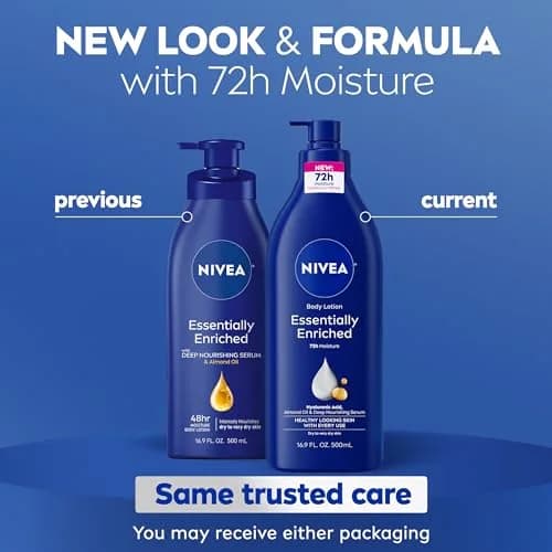 NIVEA Essentially Enriched Body Lotion for Very Dry Skin with Hyaluronic Acid, Almond Oil & Deep Nourishing Serum, 67.6 Fl Oz (Pack of 4) | 72-Hour Moisture Lock thumbnail 2