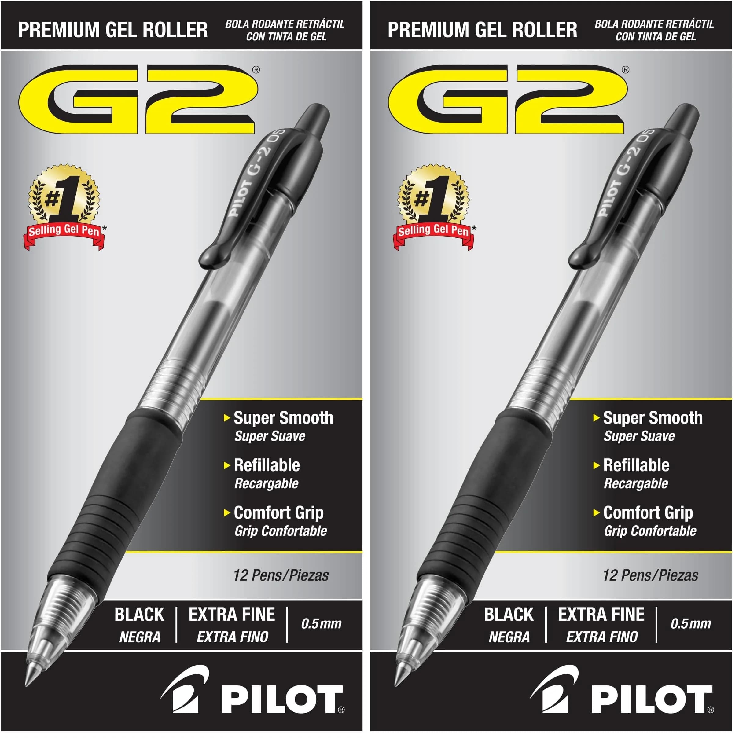 PILOT G2 Premium Gel Roller Pens, Extra Fine 0.5mm, Black Ink, Pack of 12 - main product image