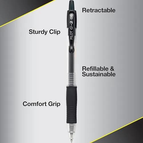 PILOT G2 Premium Gel Roller Pens, Extra Fine Point 0.5 mm, Black Ink, 24 Pens | Ideal for School, Journaling & Office Writing thumbnail 5