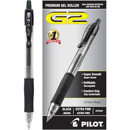 PILOT G2 Premium Gel Roller Pens, Extra Fine Point 0.5 mm, Black Ink, 24 Pens | Ideal for School, Journaling & Office Writing thumbnail 2