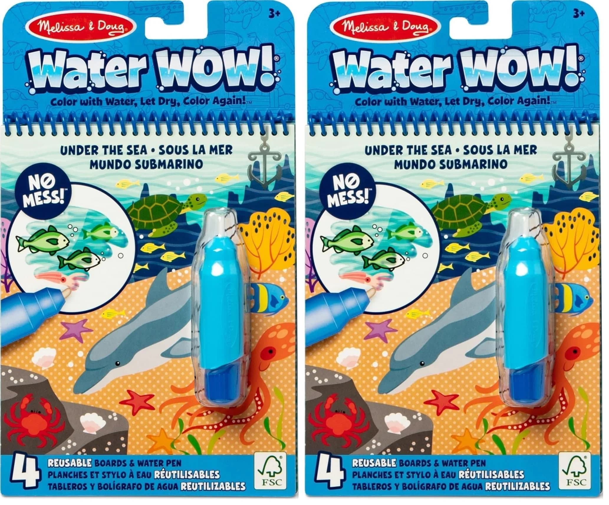 Melissa & Doug On The Go Water Wow! Under The Sea Activity Pad (Pack of 2) | Reusable Water-Reveal Coloring Fun — Under the Sea