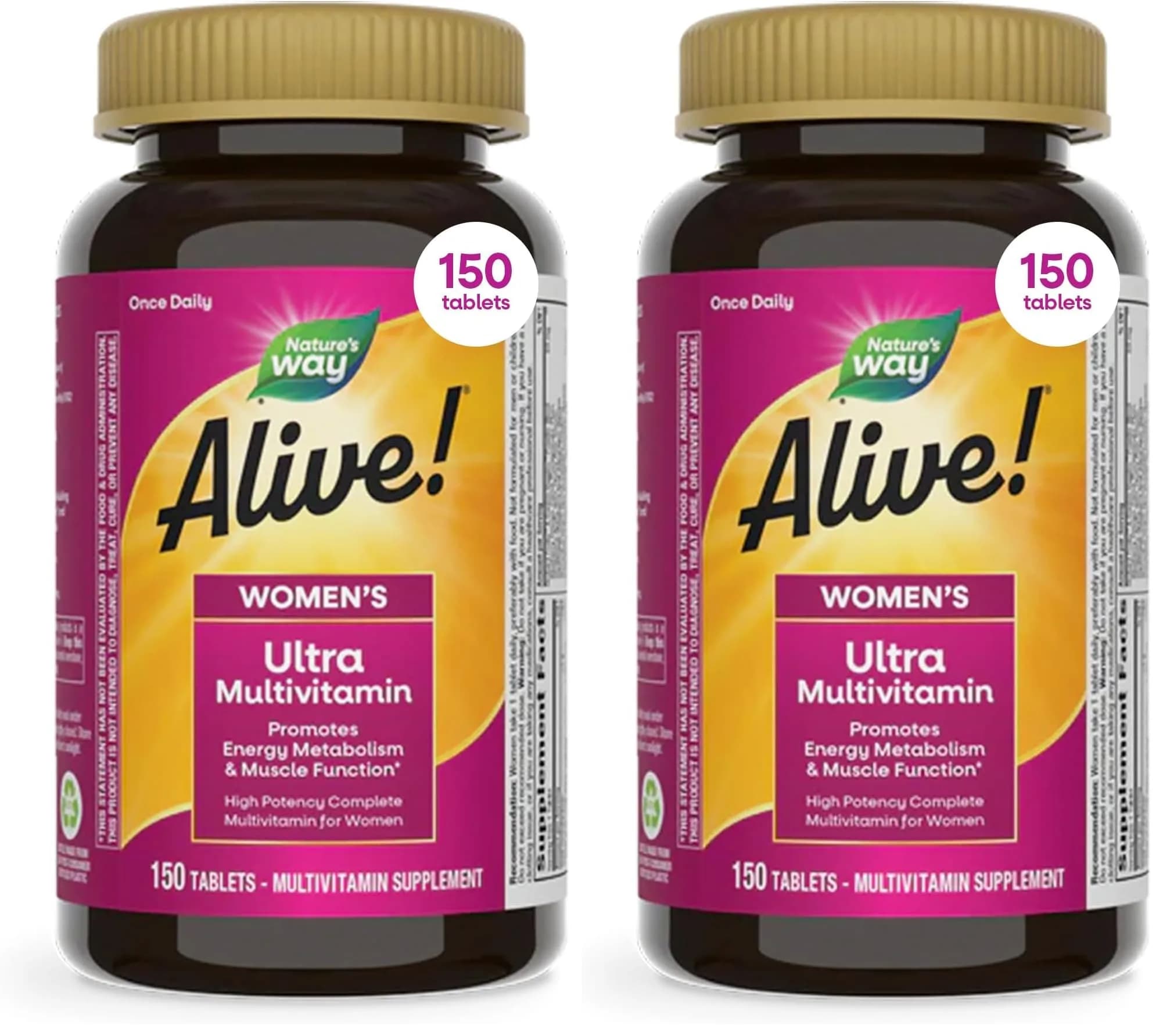 Nature's Way Alive! Women's Daily Ultra Multivitamin 300 Tablets (150 Count Pack of 2) | High Potency Formula for Energy Metabolism & Muscle Function - main product image