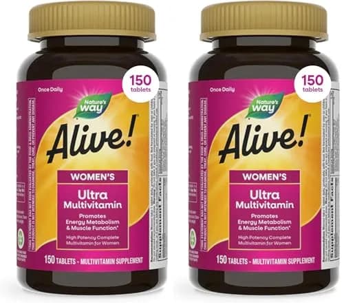 Nature's Way Alive! Women's Daily Ultra Multivitamin 300 Tablets (150 Count Pack of 2) | High Potency Formula for Energy Metabolism & Muscle Function thumbnail 1