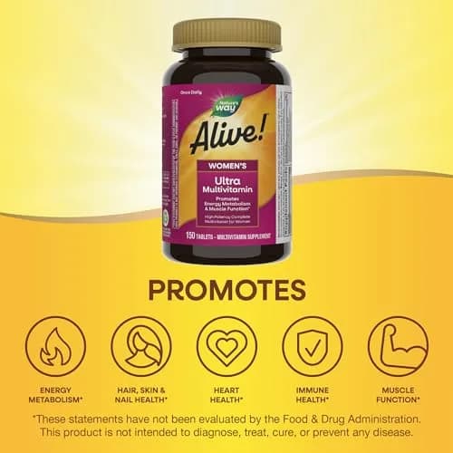 Nature's Way Alive! Women's Daily Ultra Multivitamin 300 Tablets (150 Count Pack of 2) | High Potency Formula for Energy Metabolism & Muscle Function thumbnail 3