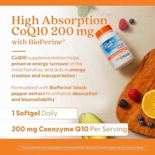 Doctor's BEST High Absorption CoQ10 Gel Nutritional Supplement Gluten Free 200mg (120 Count) | USP Verified Heart & Energy Support thumbnail 3