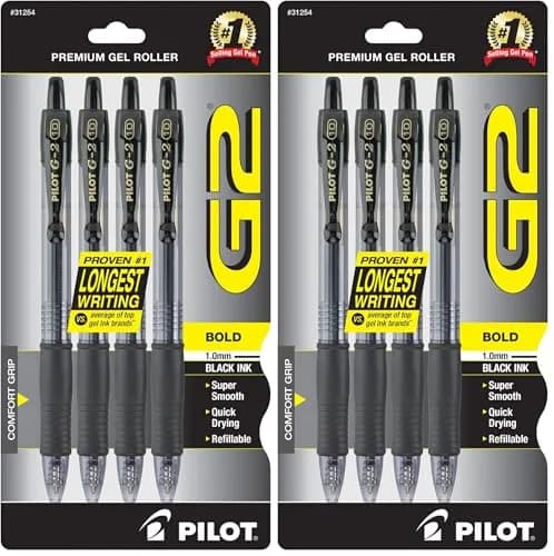 PILOT G2 Premium Refillable Gel Pens 4 Pack | Bold Point, Black Ink, 1.0mm thumbnail 1