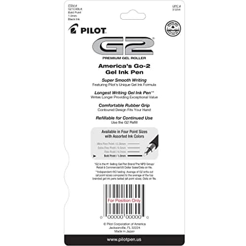 PILOT G2 Premium Refillable Gel Pens 4 Pack | Bold Point, Black Ink, 1.0mm thumbnail 2