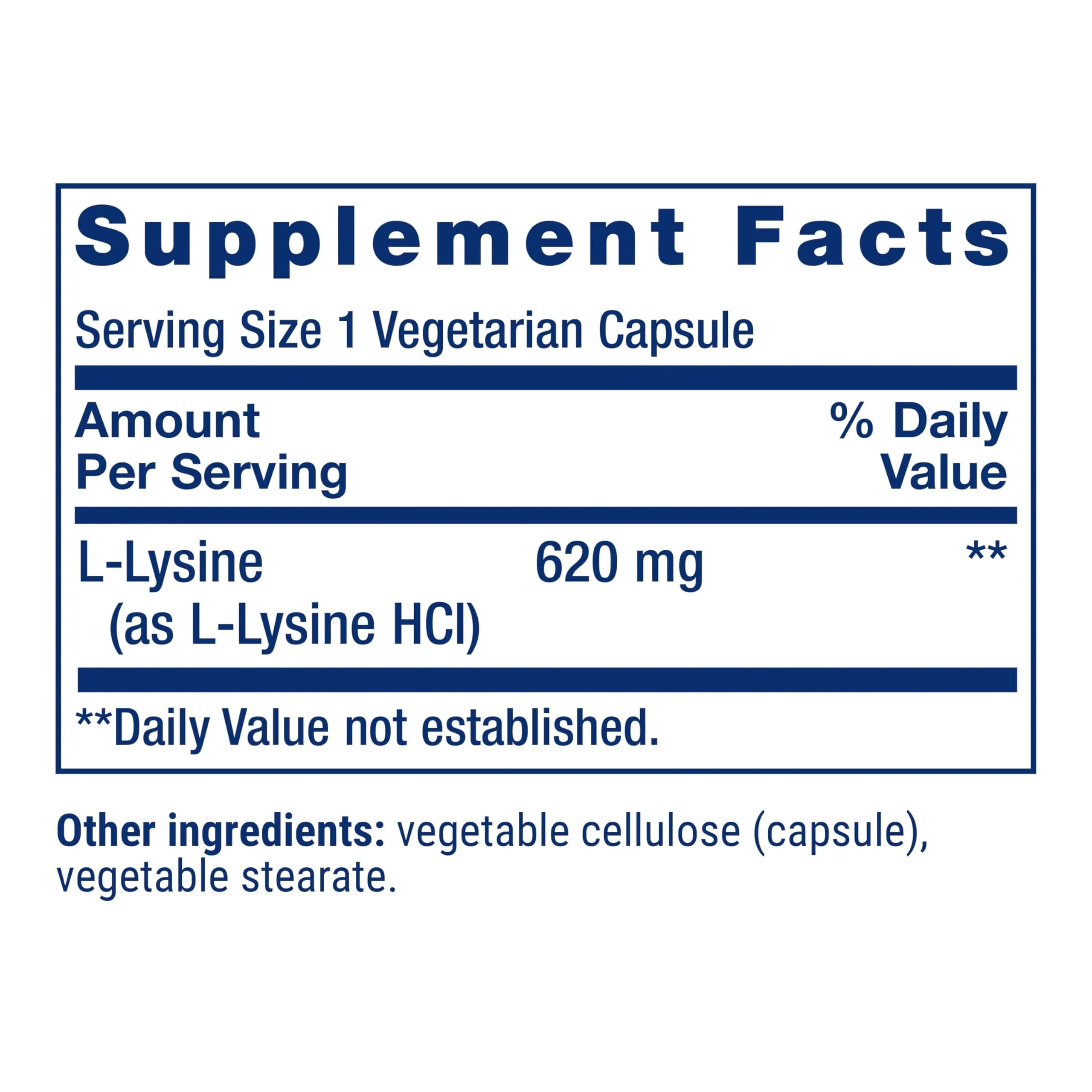 Life Extension L-Lysine 620mg Vegetarian Capsules (200 Count) | Essential Amino Acid for Healthy Nitrogen Balance - view 2