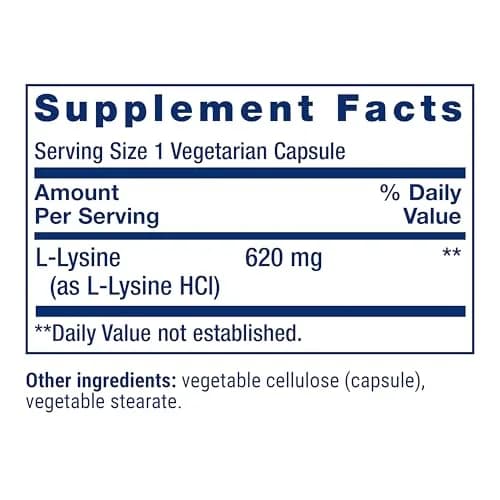 Life Extension L-Lysine 620mg Vegetarian Capsules (200 Count) | Essential Amino Acid for Healthy Nitrogen Balance thumbnail 2