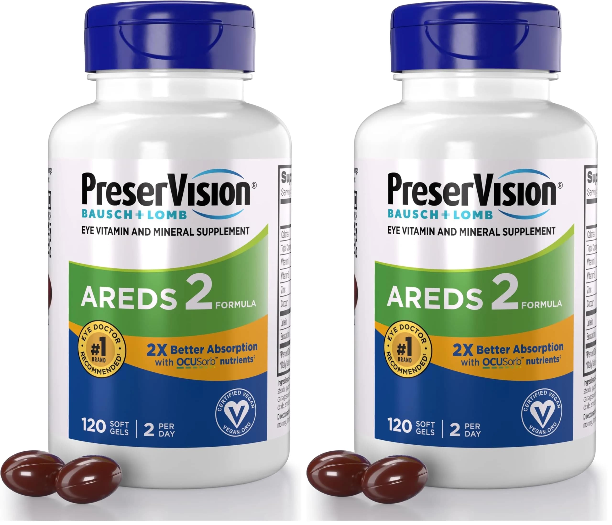 PreserVision AREDS 2 Eye Vitamins, Vegan Formula, 120 Count (240 Softgels) - NEI Recommended - main product image