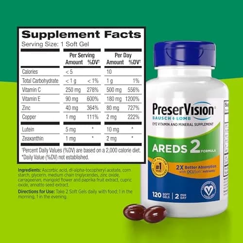PreserVision AREDS 2 Vegan Soft Gels Eye Vitamin & Mineral Supplement 240 Count (Pack of 2) | Clinically Proven Eye Health Formula thumbnail 7