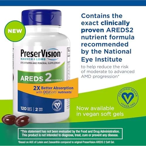 PreserVision AREDS 2 Vegan Soft Gels Eye Vitamin & Mineral Supplement 240 Count (Pack of 2) | Clinically Proven Eye Health Formula thumbnail 2