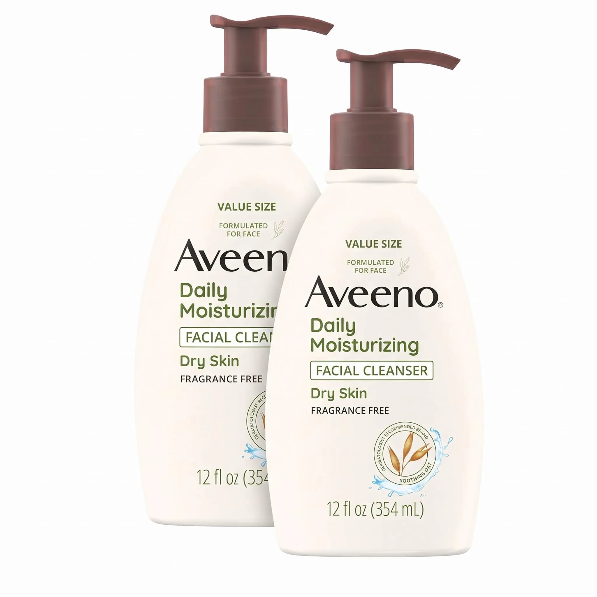 Aveeno Daily Moisturizing Facial Cleanser for Dry Skin | Gentle Hydrating Oat Formula (12 Fl Oz) | Fragrance-Free