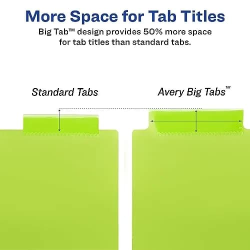 Avery Big Tab Insertable Plastic Dividers for 3 Ring Binders, 8 Tabs, Multicolor, Pack of 2 | Larger Tabs for Easy Labeling (70-120 chars) thumbnail 6
