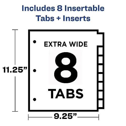 Avery Big Tab Insertable Plastic Dividers for 3 Ring Binders, 8 Tabs, Multicolor, Pack of 2 | Larger Tabs for Easy Labeling (70-120 chars) thumbnail 3