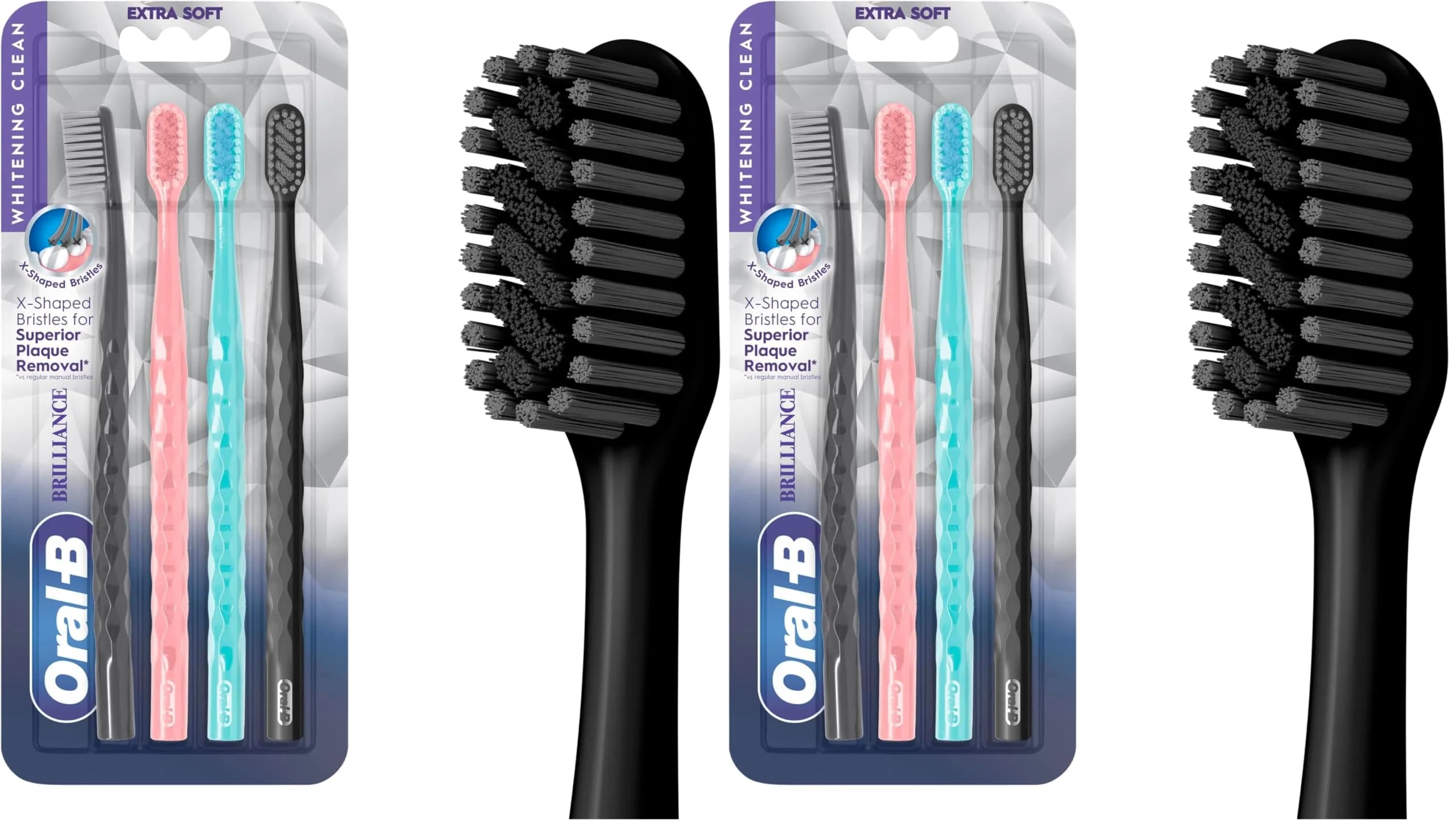 Oral-B 3D White Brilliance Toothbrushes Extra Soft Pack of 8 | Tough on Plaque, Gentle on Gums, Whitening