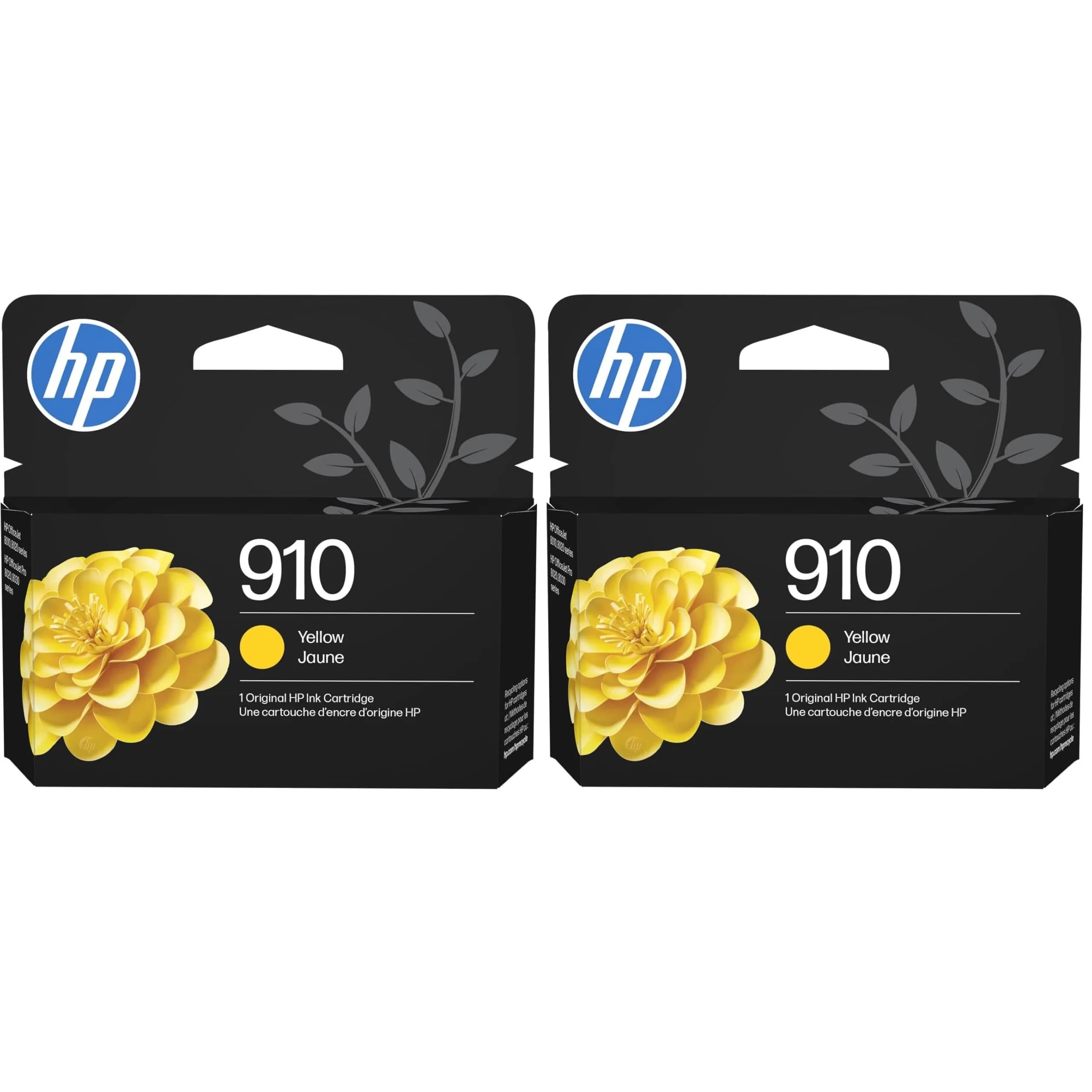 HP 910 Yellow Ink Cartridge 2 Pack | Fade-Resistant Documents & Brilliant Images