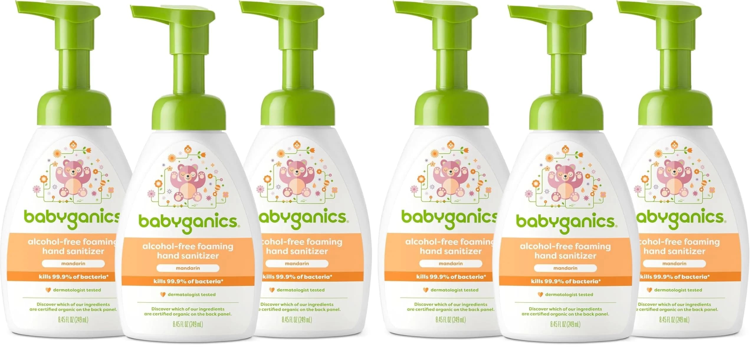 Babyganics Alcohol-Free Foaming Hand Sanitizer Mandarin 250ml (8.45 Fl Oz) | Kills 99.9% Bacteria — 8.45 Fl Oz