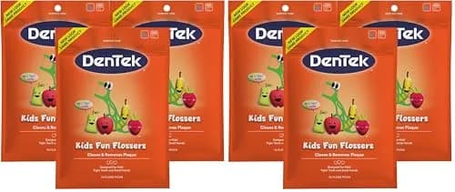 DenTek Fun Flossers Kids Floss Picks Wild Fruit Flavor 450 Count (Pack of 6) | Dentist Recommended for Ages 10 and Under thumbnail 1