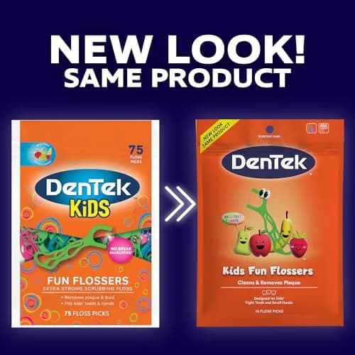 DenTek Fun Flossers Kids Floss Picks Wild Fruit Flavor 450 Count (Pack of 6) | Dentist Recommended for Ages 10 and Under thumbnail 2