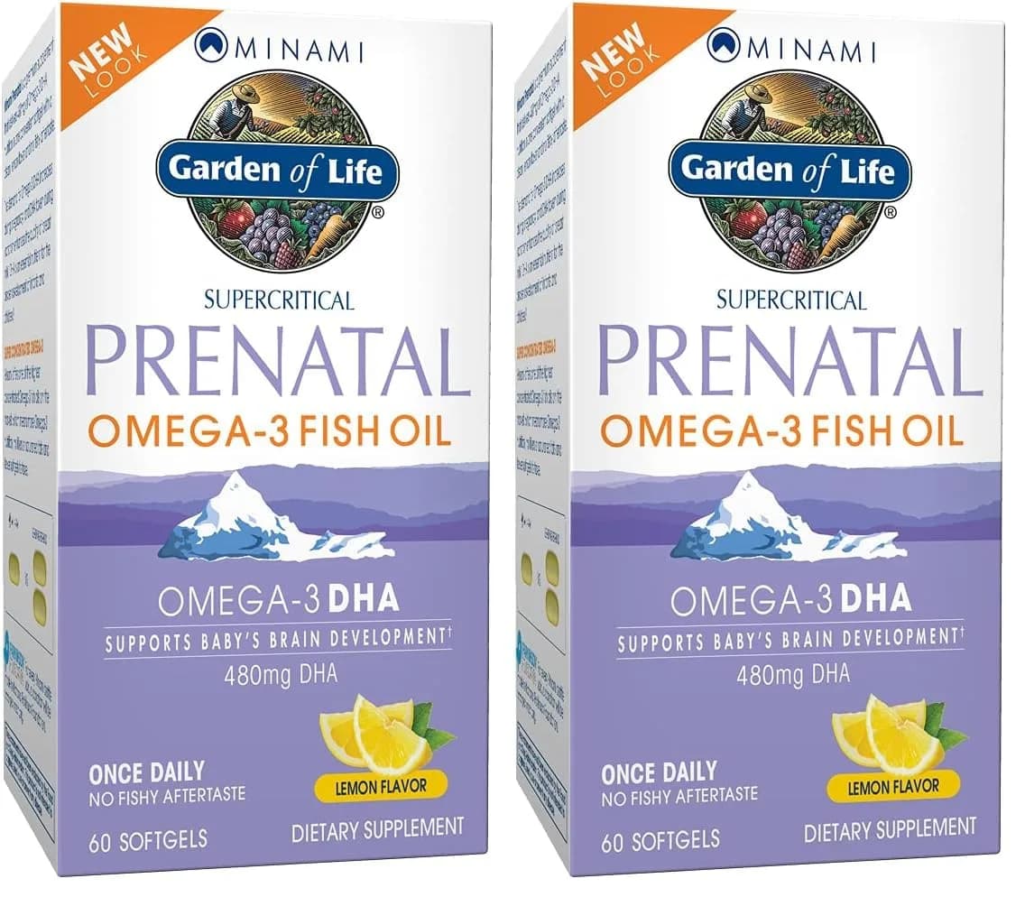 Garden of Life Prenatal DHA Omega 3 Fish Oil Supplement - Lemon, 120 Softgels (Pack of 2) | Supports Baby's Brain Development & Maternal Health — Pack of 2