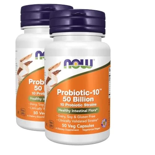 NOW Foods Supplements,Probiotic-10™,50 Billion,with 10 Probiotic Strains,Strain Verified,50 Veg Capsules (Pack of 2) | Supports Digestive & Immune Health thumbnail 1