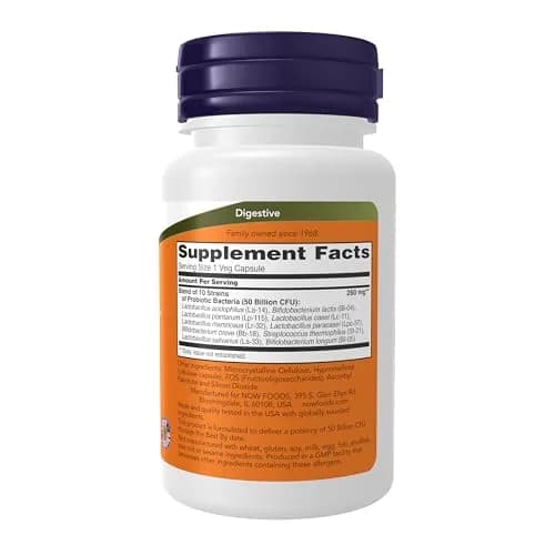 NOW Foods Supplements,Probiotic-10™,50 Billion,with 10 Probiotic Strains,Strain Verified,50 Veg Capsules (Pack of 2) | Supports Digestive & Immune Health thumbnail 2