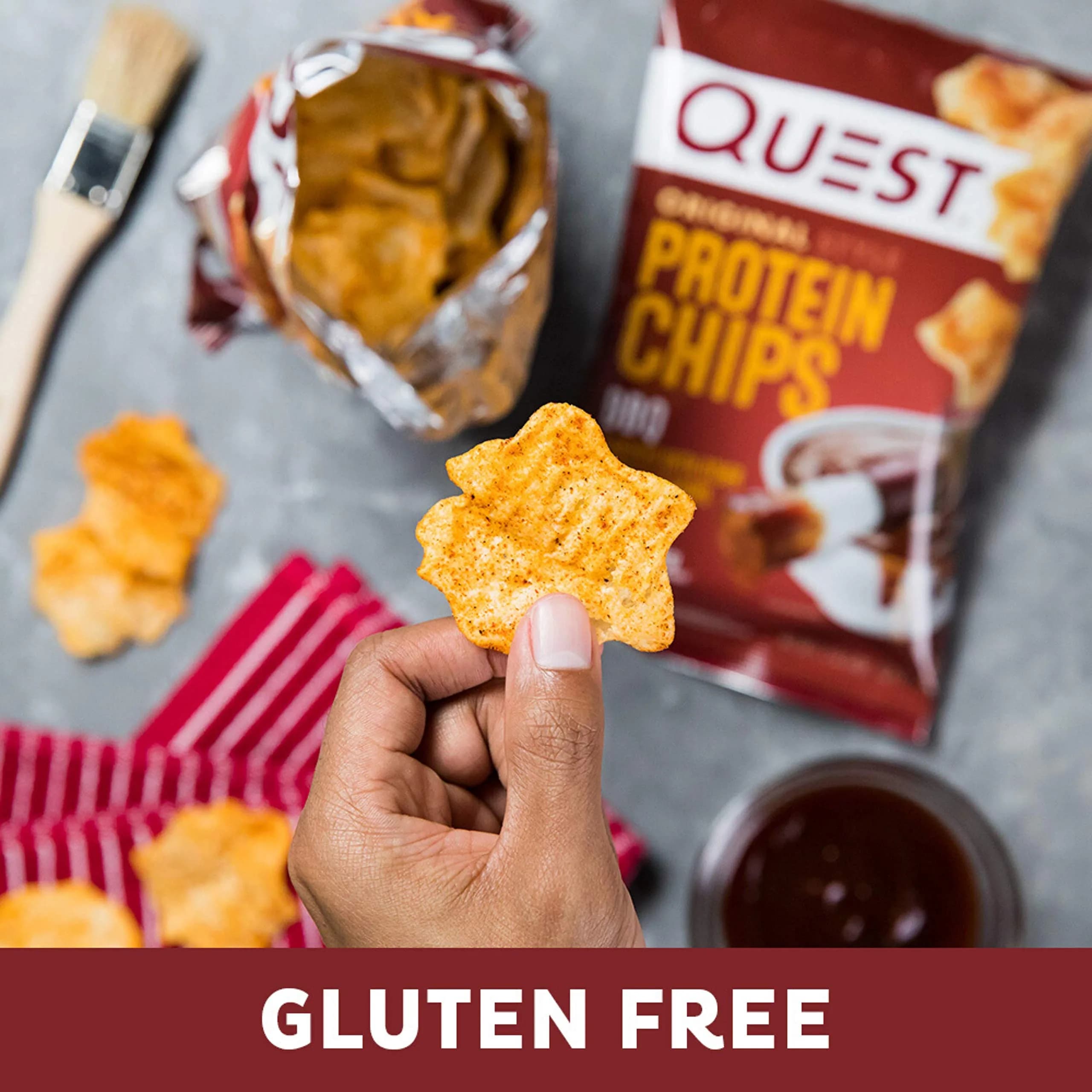 Quest Nutrition BBQ Protein Chips 19g Protein, 4g Net Carb, Gluten Free, 1.1 oz (Pack of 24) | Baked Protein Snack - view 5