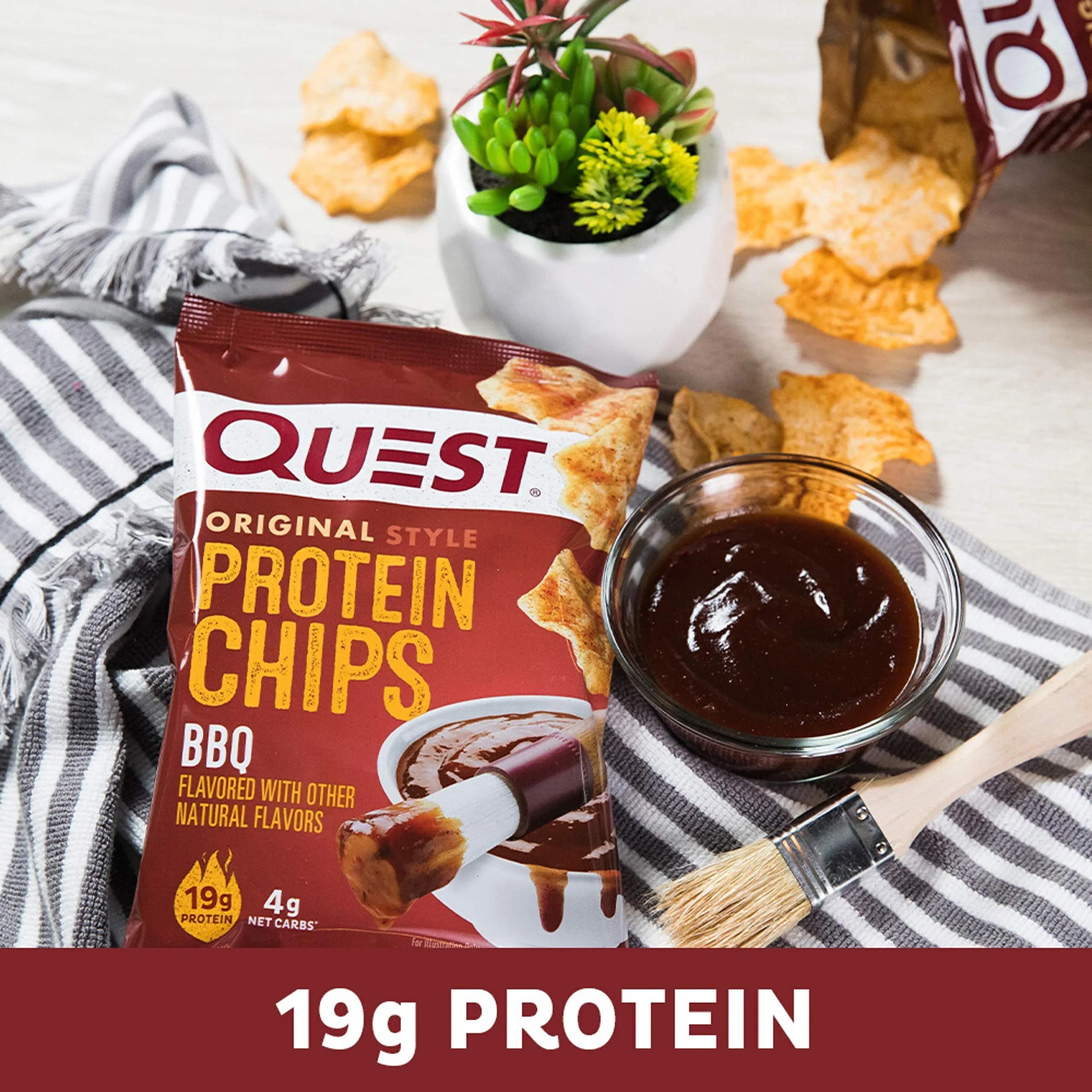 Quest Nutrition BBQ Protein Chips 19g Protein, 4g Net Carb, Gluten Free, 1.1 oz (Pack of 24) | Baked Protein Snack - view 6