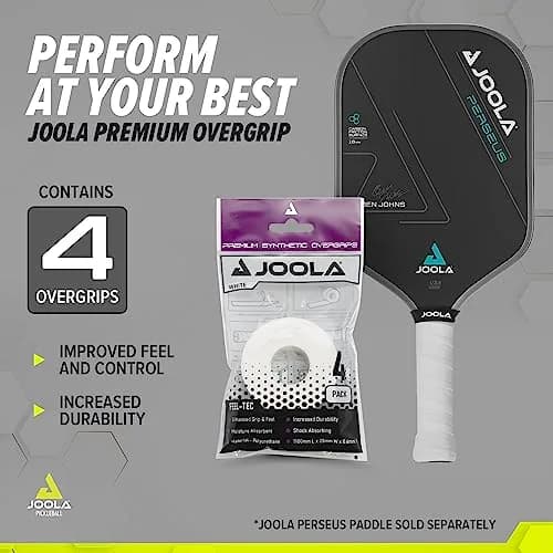 JOOLA White 4 Count (Pack of 2) Pickleball Overgrips | Tacky Feel & Moisture Absorbent for Enhanced Control thumbnail 2