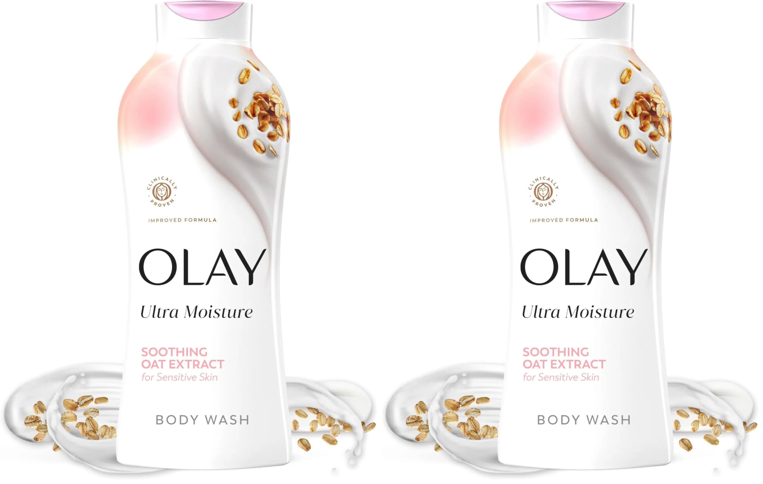 Olay Ultra Moisture Body Wash for Sensitive Skin with Oat Extract Scent, 44 fl oz (22 fl oz x 2) | Hydrates & Repairs Moisture Barrier - main product image