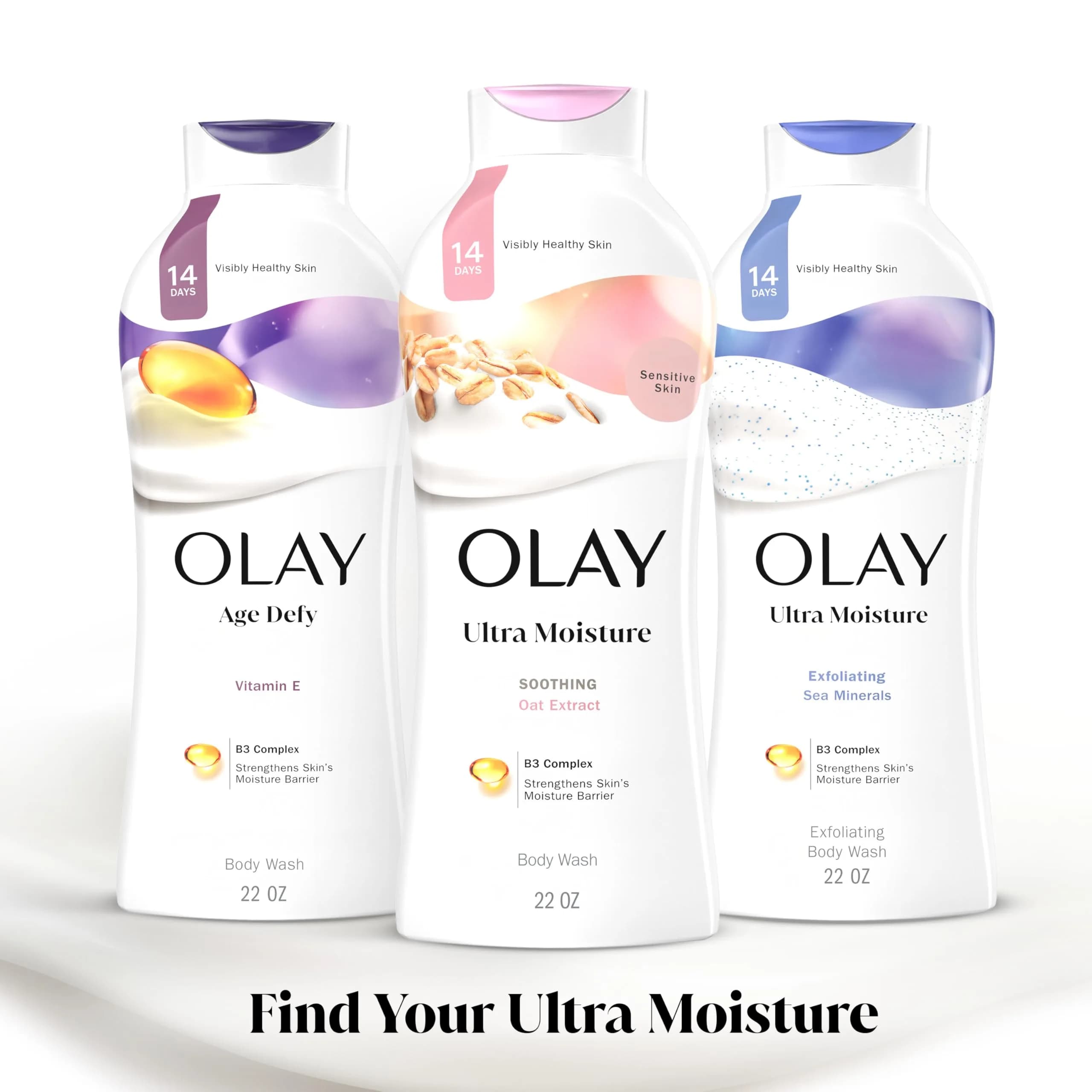 Olay Ultra Moisture Body Wash for Sensitive Skin with Oat Extract Scent, 44 fl oz (22 fl oz x 2) | Hydrates & Repairs Moisture Barrier - view 7