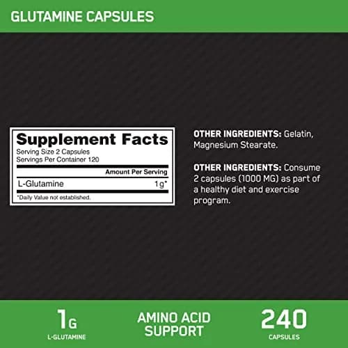 Optimum Nutrition L-Glutamine Muscle Recovery Capsules 1000mg 240 Count (Pack of 2) | High Protein Nutritional Supplement thumbnail 2