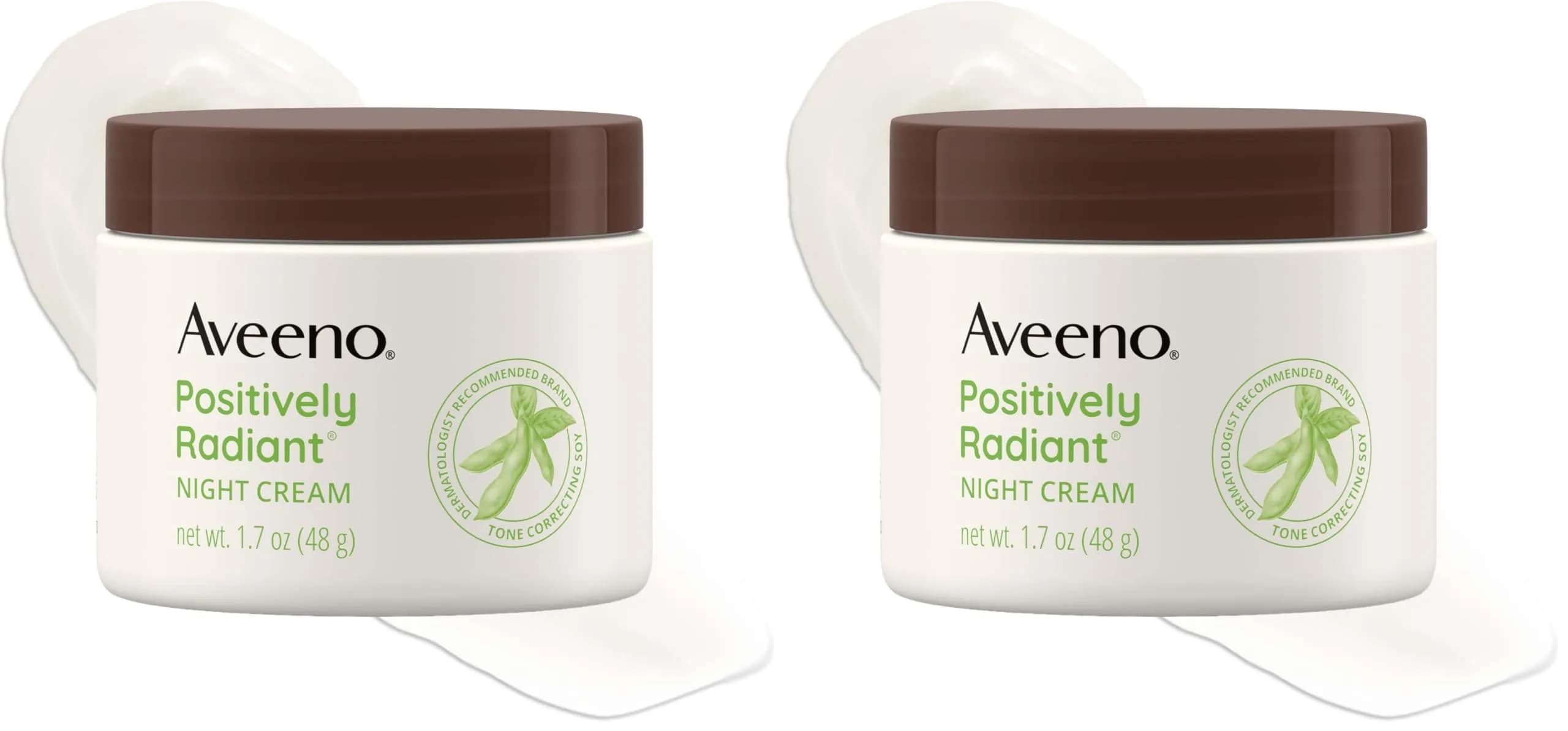 Aveeno Positively Radiant Moisturizing Face & Neck Night Cream 3.4 oz (100 ml) | Targets Dullness & Evens Skin Tone - main product image