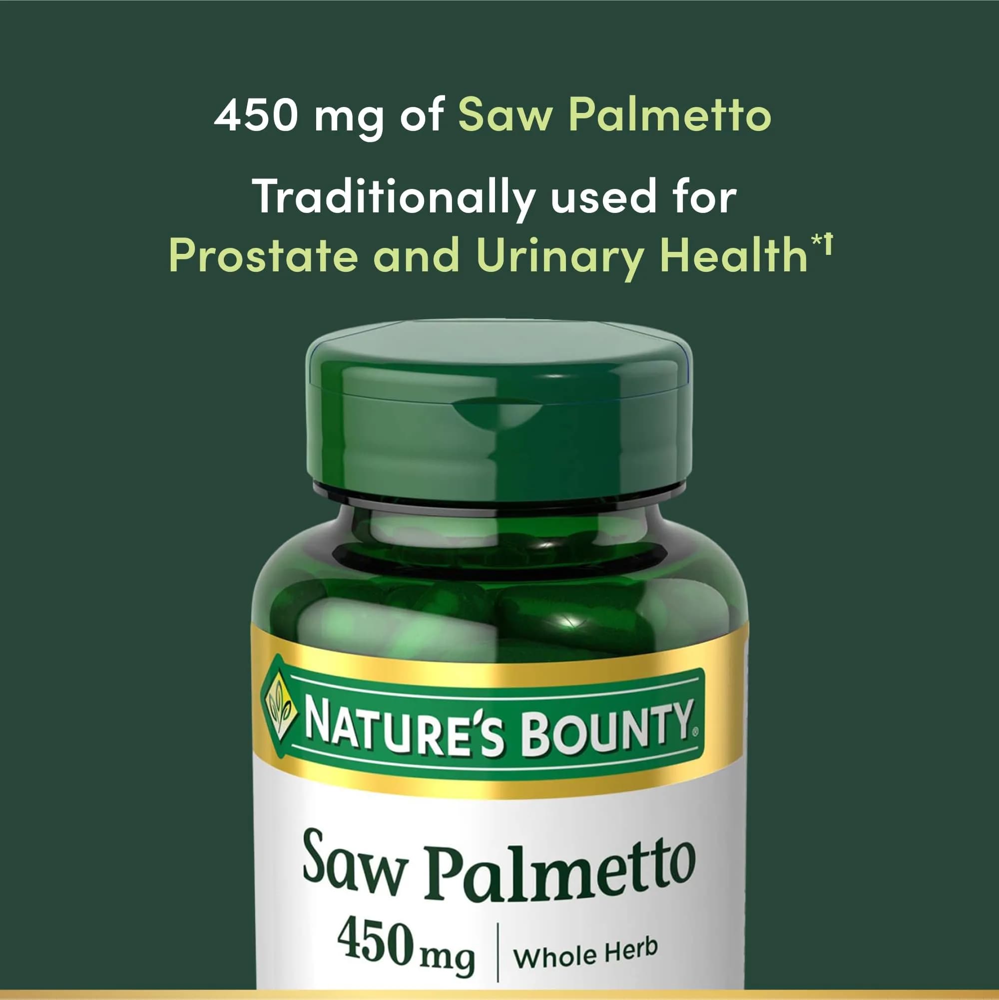 Nature's Bounty Saw Palmetto Capsule Herbal Supplement 450 mg (200 Count) | Supports Prostate & Urinary Health - view 4