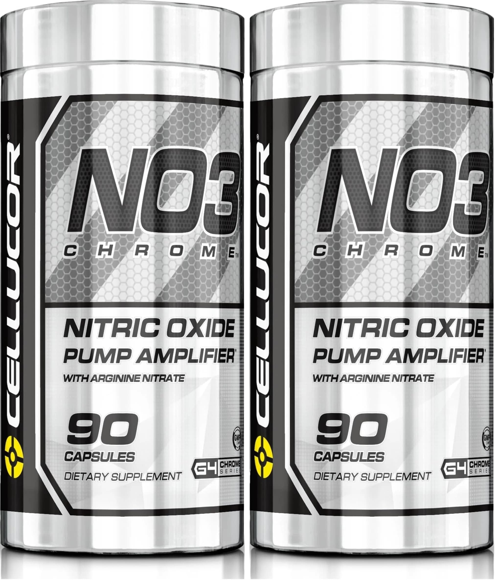 Cellucor NO3 Chrome Nitric Oxide Supplements with Arginine Nitrate for Muscle Pump & Blood Flow, 90 Capsules (30 Servings) — White